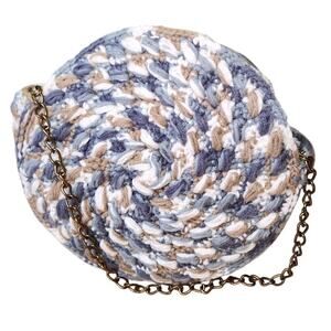 Round Boho Woven Knit Handcrafted One of a Kind Shoulder Clutch Handbag Purse